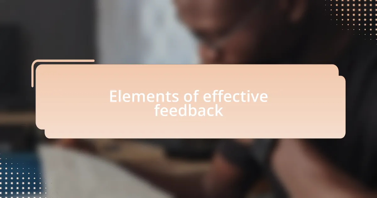 Elements of effective feedback