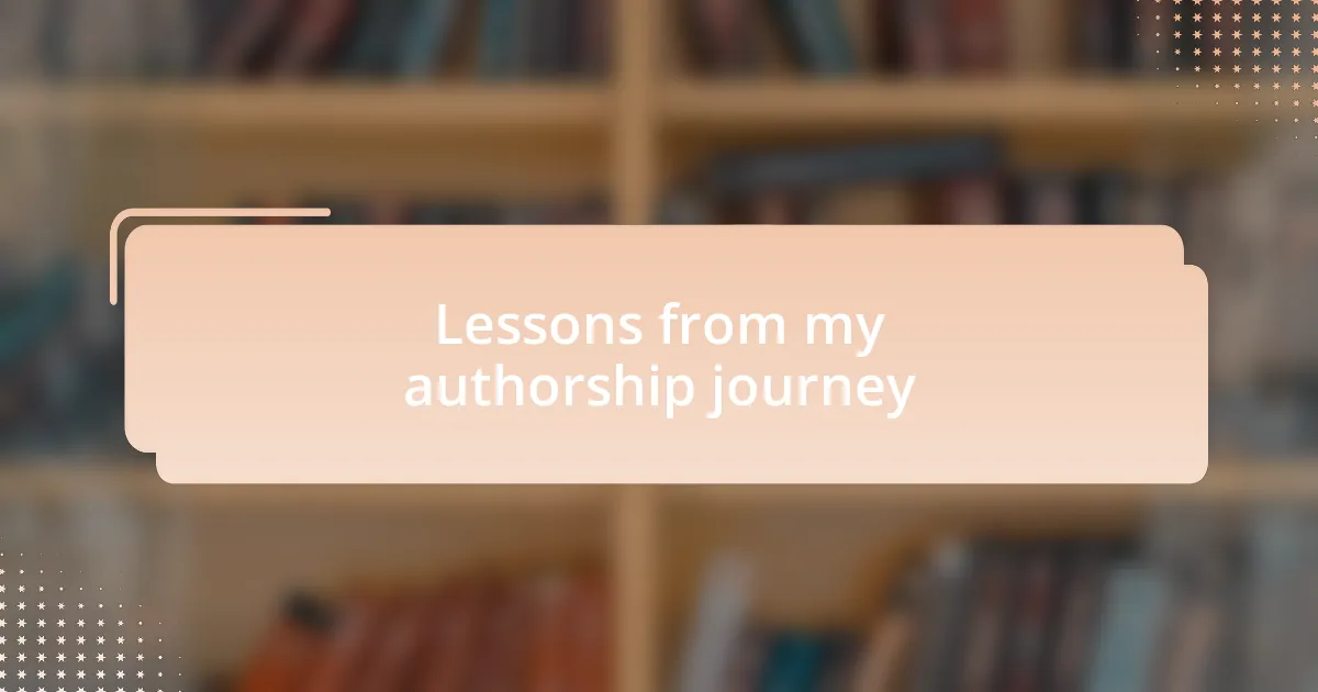 Lessons from my authorship journey