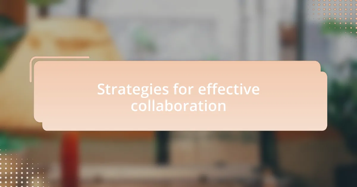 Strategies for effective collaboration